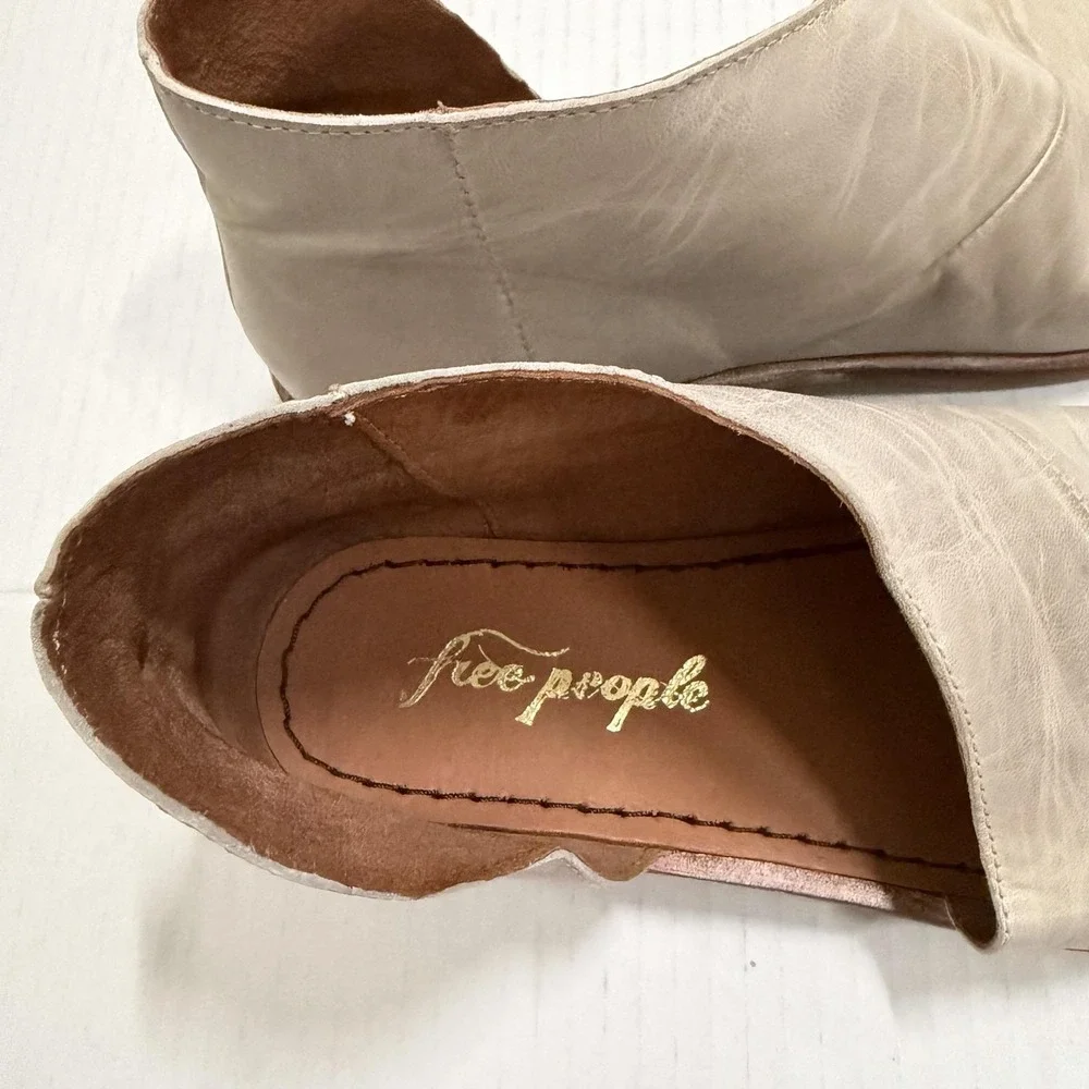 Free People Mont Blanc Shoes Womens Size 6 36 Beige Leather Slip On Sandals